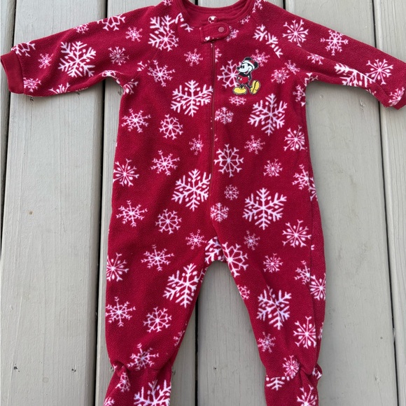 Disney Red Snowflake Footie Pajamas - Picture 1 of 4